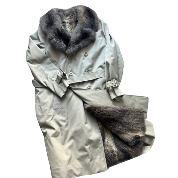 Vintage Other - "Furs for Men" Vintage Faux Fur Camel Trench Car  Coat - Large